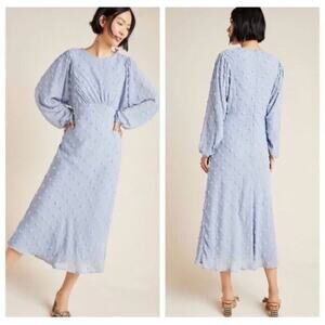 Anthropologie Eri And Ali Michaela *In Navy Blue* Textured Pom Pom Midi Dress 2